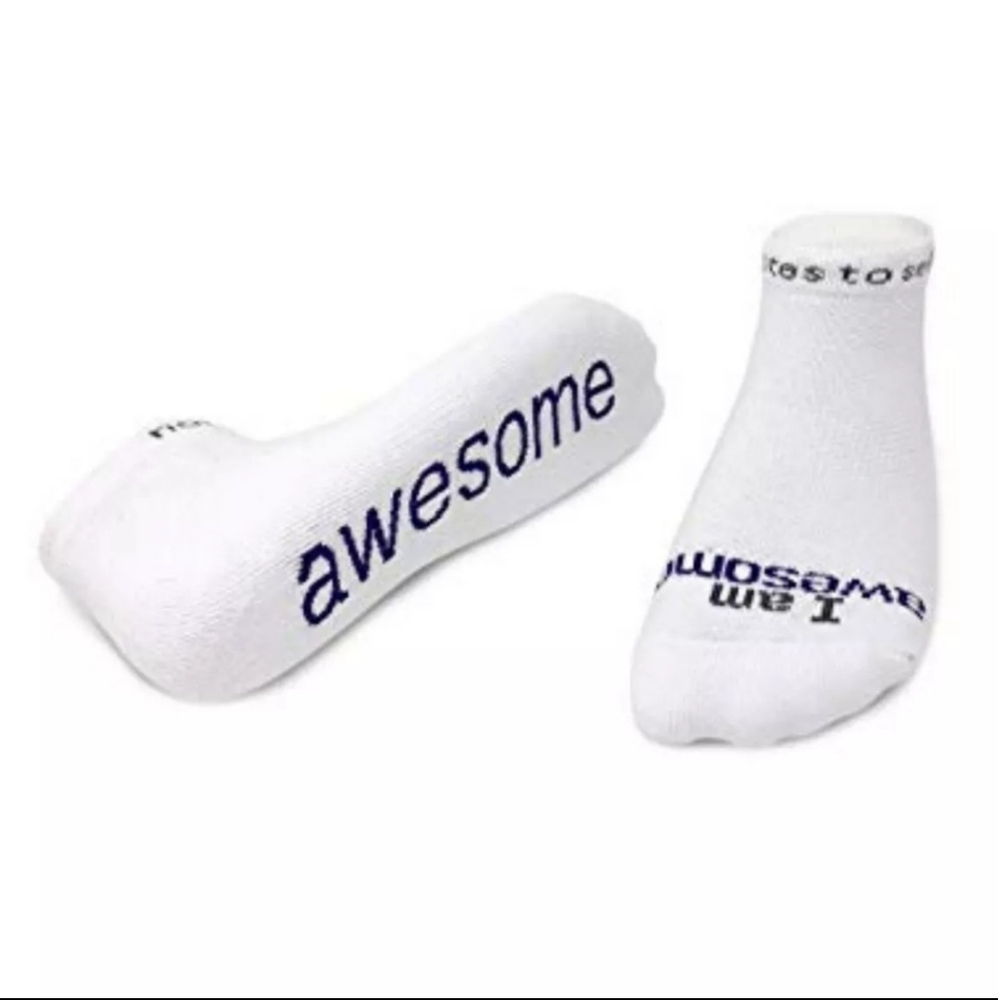 Notes To Self "I Am Awesome" White Socks 5-7 Kids XS